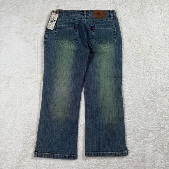 Vintage Y2K Victorious Classic Cropped Capri Women’s Green Wash Denim Jeans - Picture 1 of 8